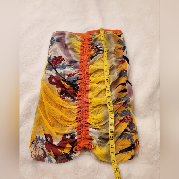 Rare Vintage Jean Paul Gaultier Soleil Parrot Print Mesh Skirt Size Large - Picture 4 of 9